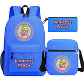 Mario Princess Peach SchoolBag Backpack Shoulder Bag Book Pencil Bags  3pcs Set